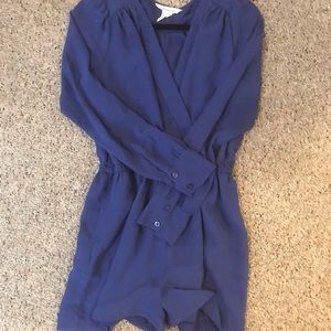 BCBG S blue long sleeve romper